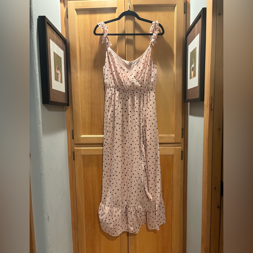 Madewell Blush Pink Polka Dot Midi Dress